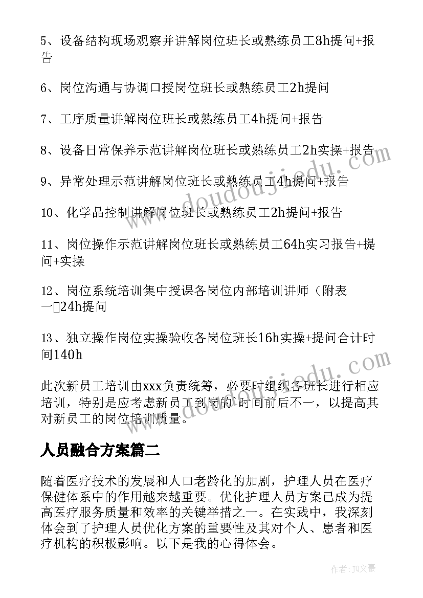 最新人员融合方案(汇总10篇)