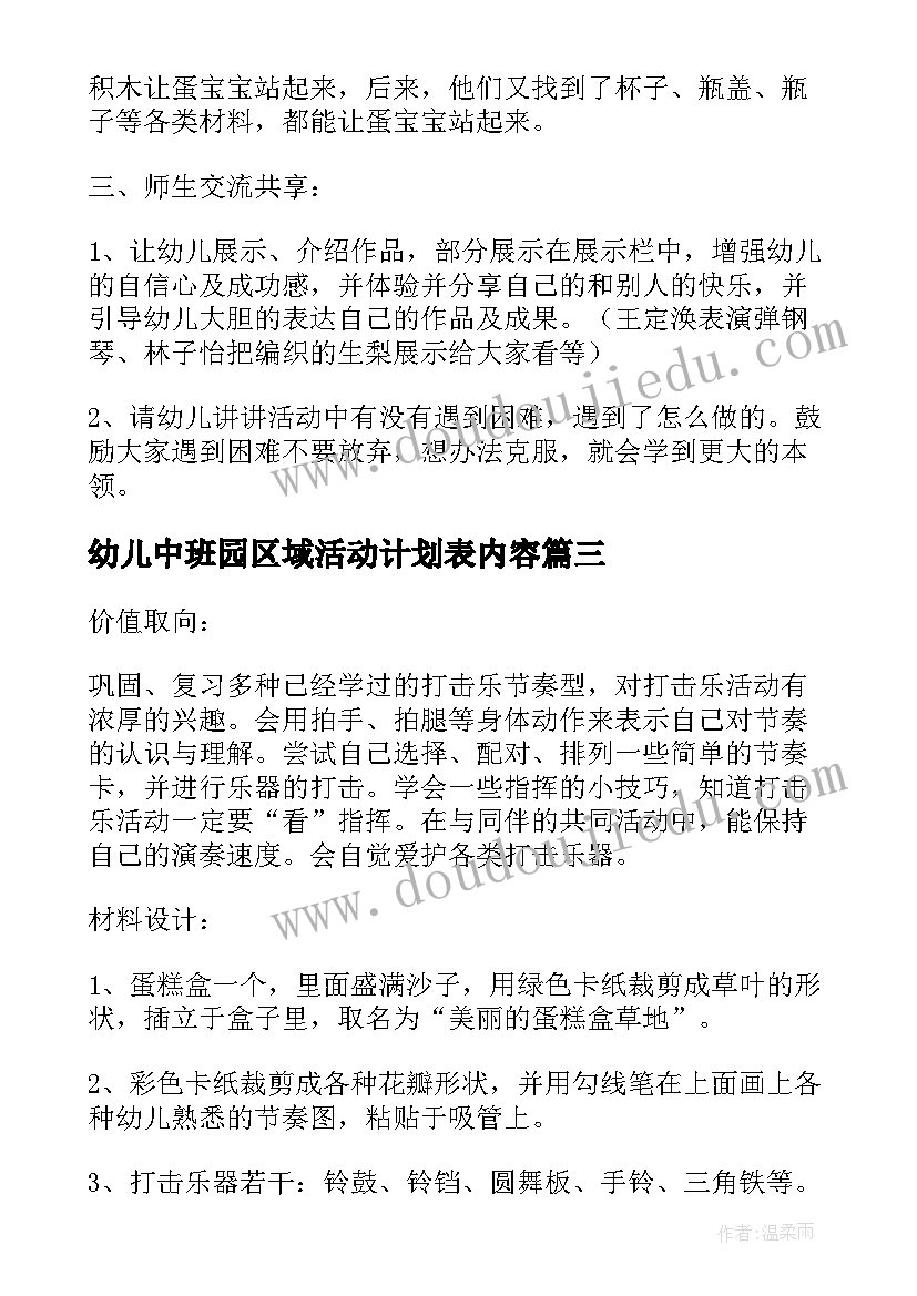 2023年幼儿中班园区域活动计划表内容 幼儿园大班区域活动计划表及内容(实用5篇)