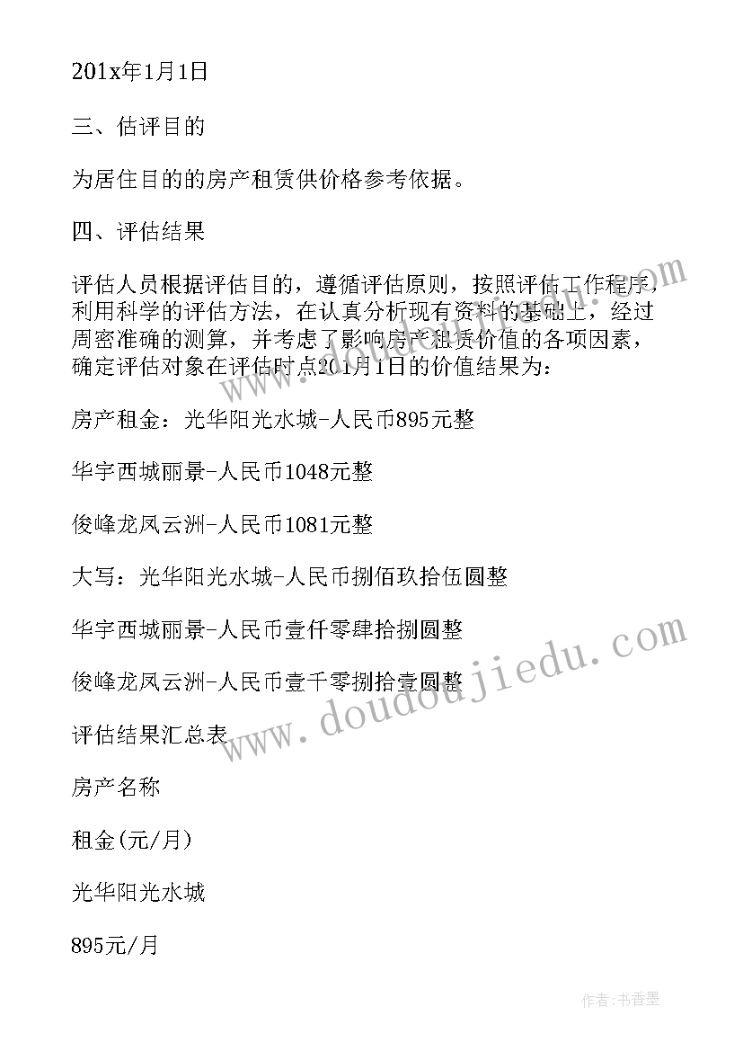 最新资产评估报告书的基本要素 房屋资产评估报告房屋资产评估报告书(实用5篇)