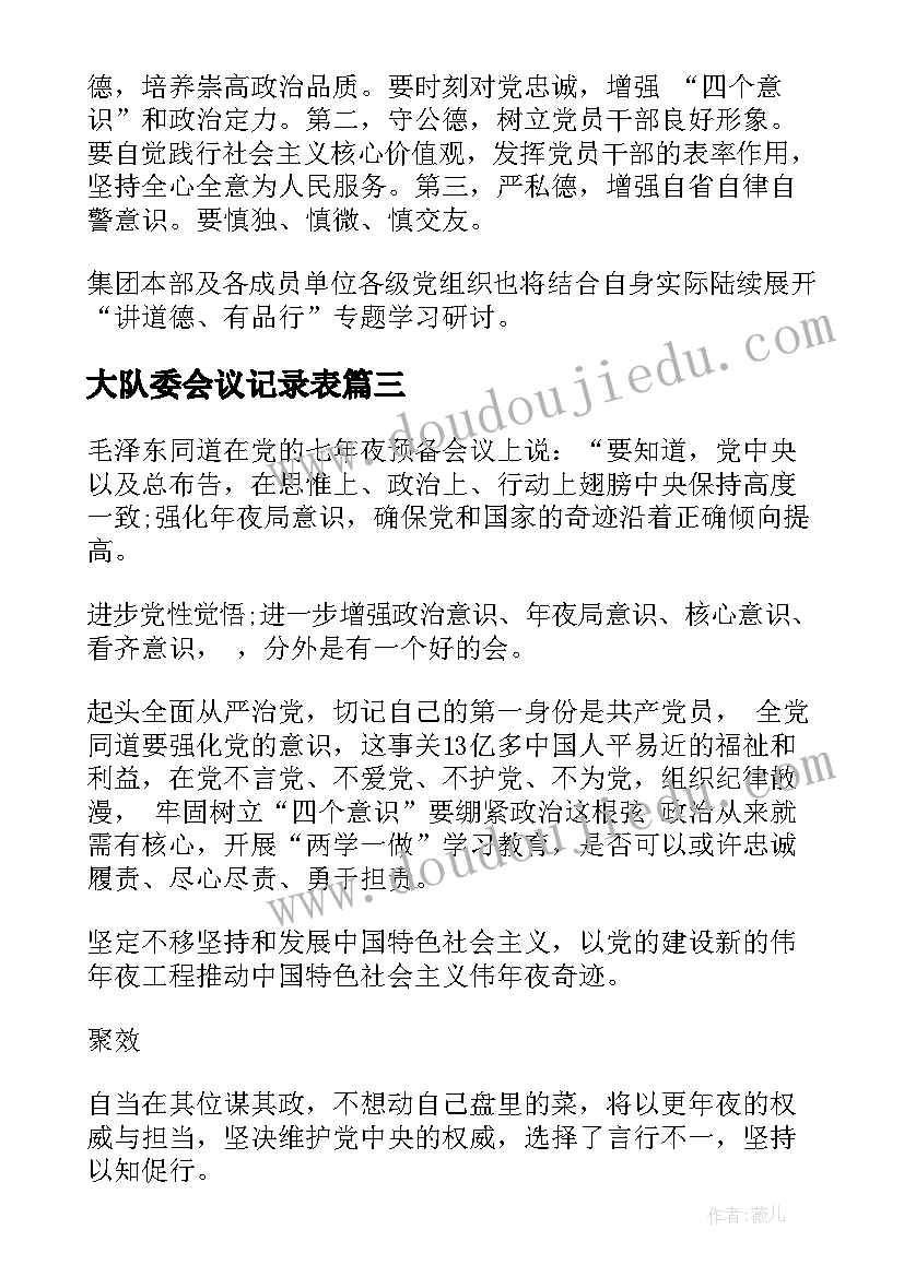 2023年大队委会议记录表(模板5篇)