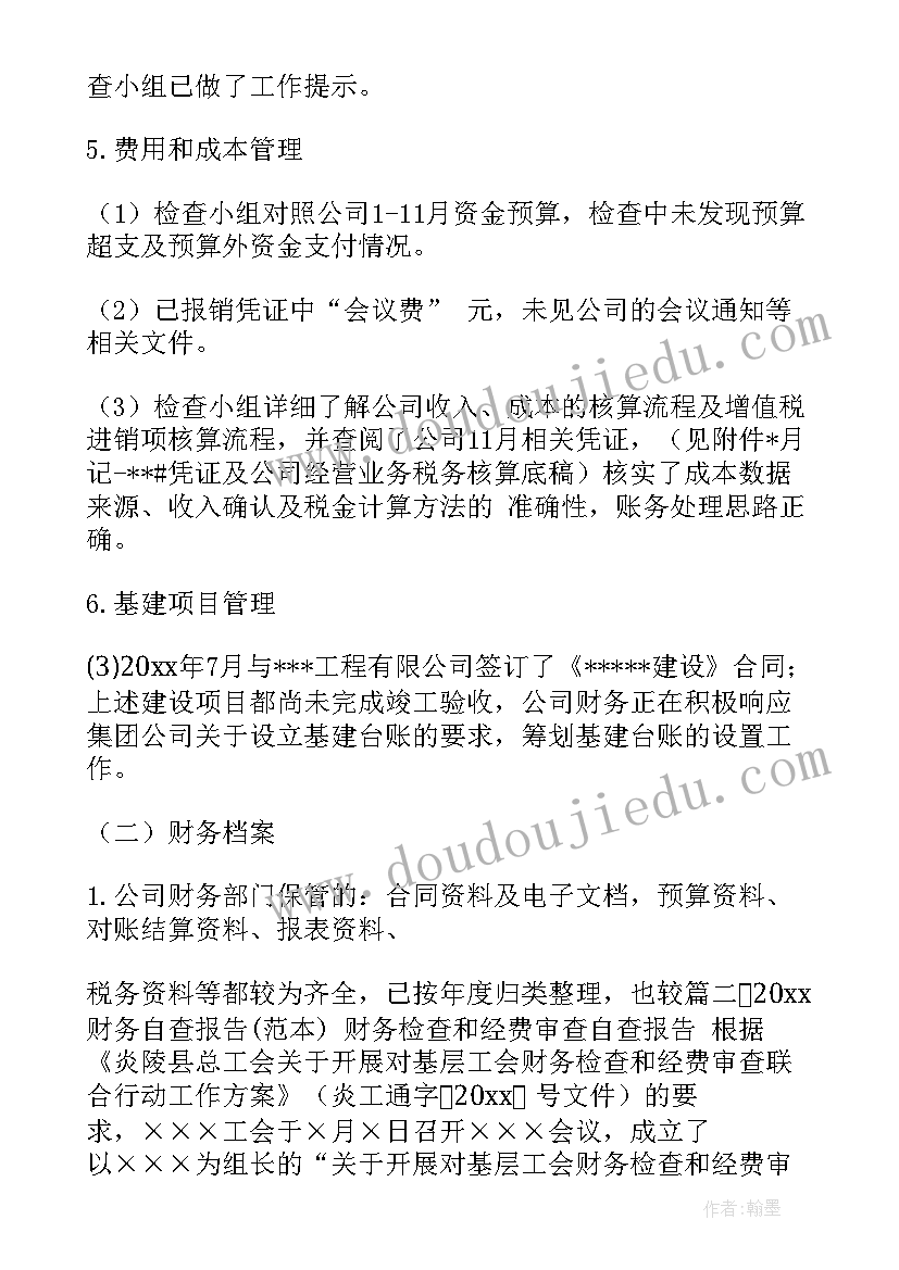 财务自查说明 财务自查报告(优秀10篇)