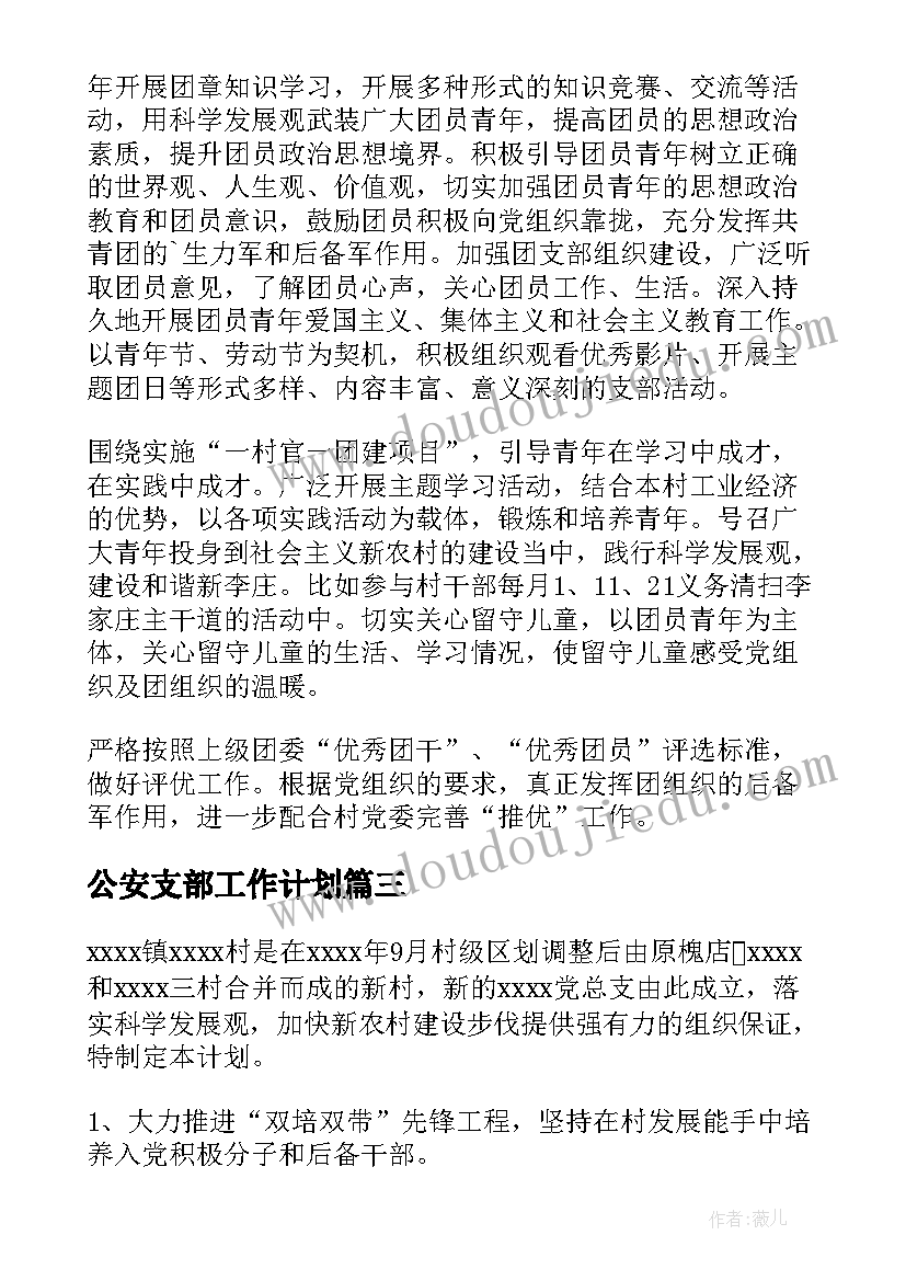 最新公安支部工作计划(优质5篇)