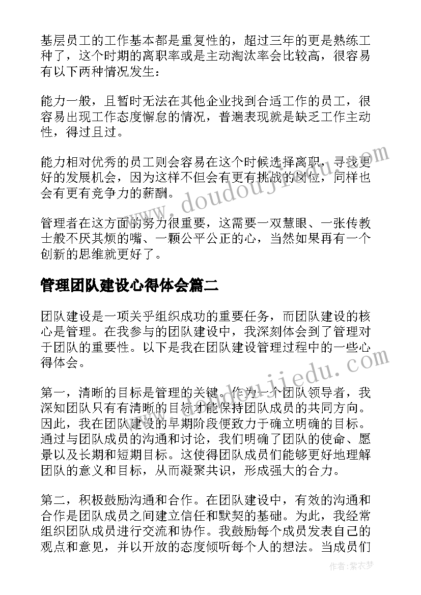 2023年管理团队建设心得体会(实用7篇)