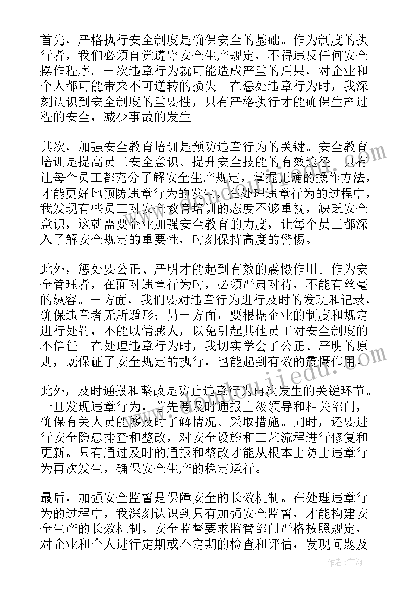 2023年生产违章行为会导致后果 安全生产违章惩处心得体会(大全5篇)