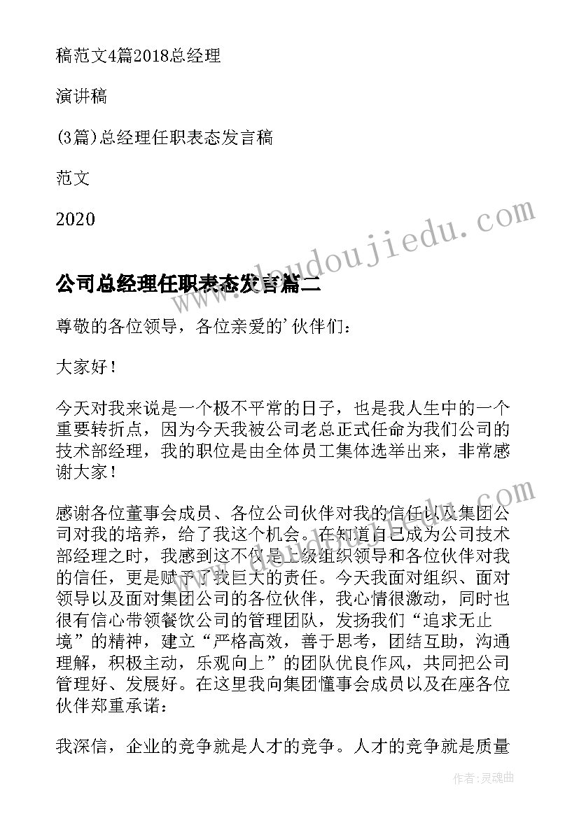 公司总经理任职表态发言(汇总5篇)