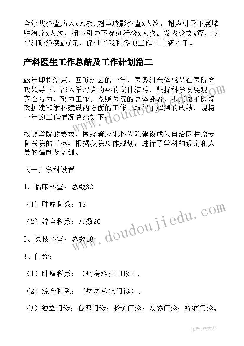 2023年产科医生工作总结及工作计划(优质10篇)