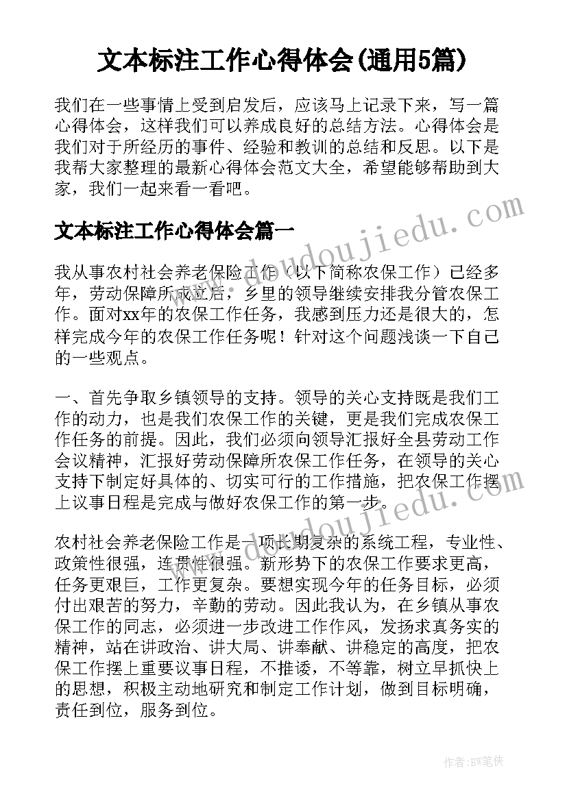 文本标注工作心得体会(通用5篇)