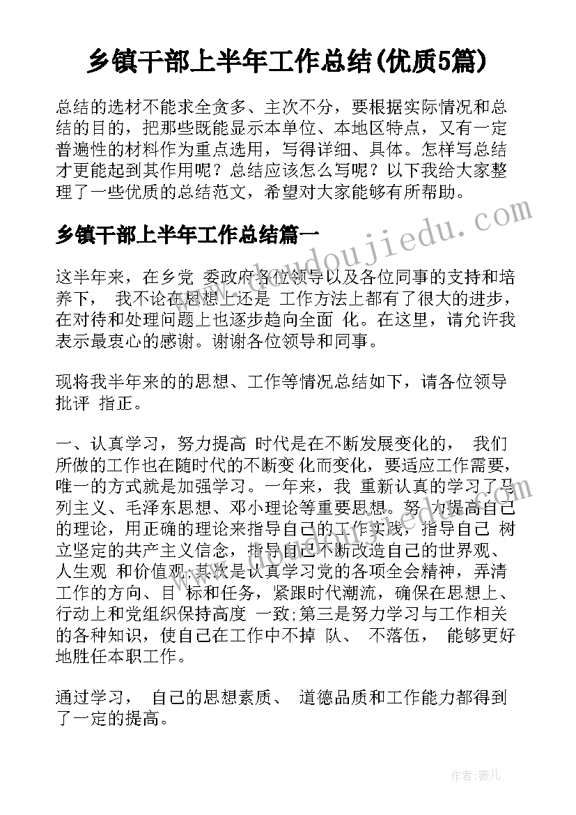 乡镇干部上半年工作总结(优质5篇)