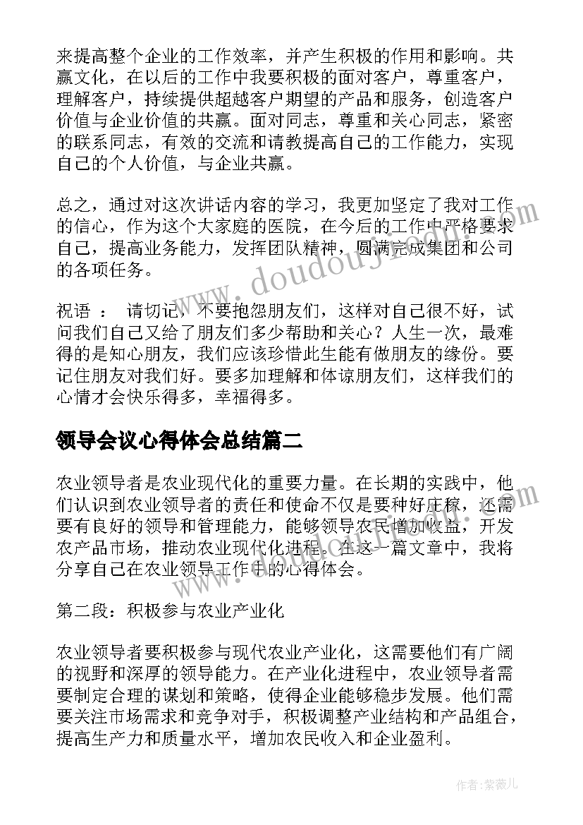 2023年领导会议心得体会总结(实用7篇)