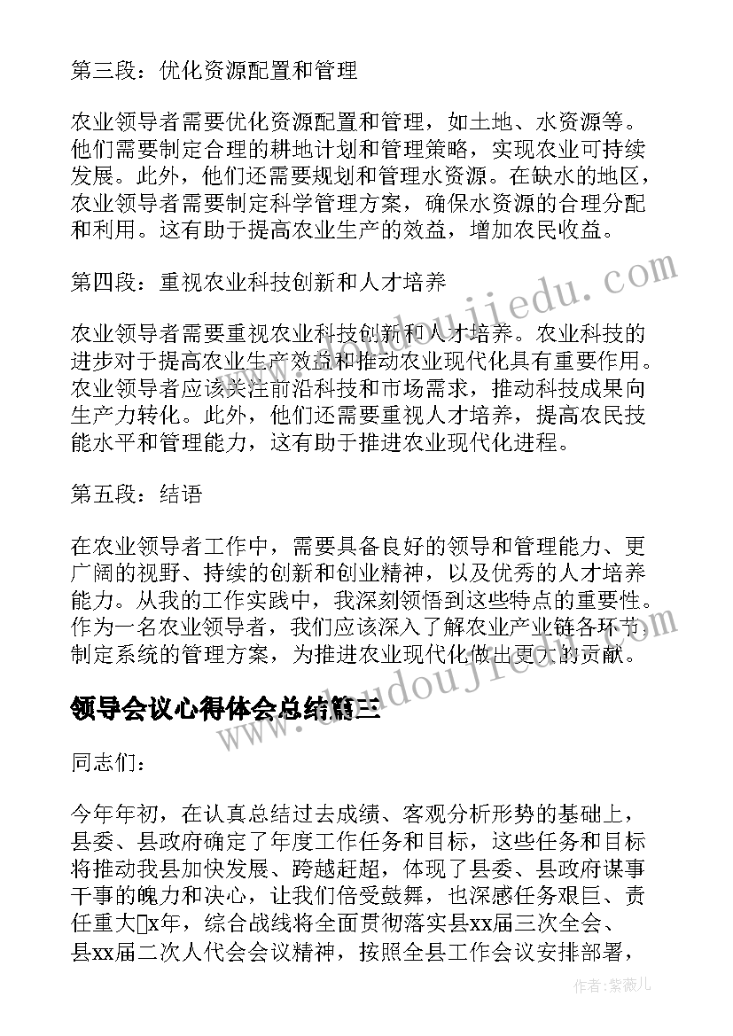 2023年领导会议心得体会总结(实用7篇)