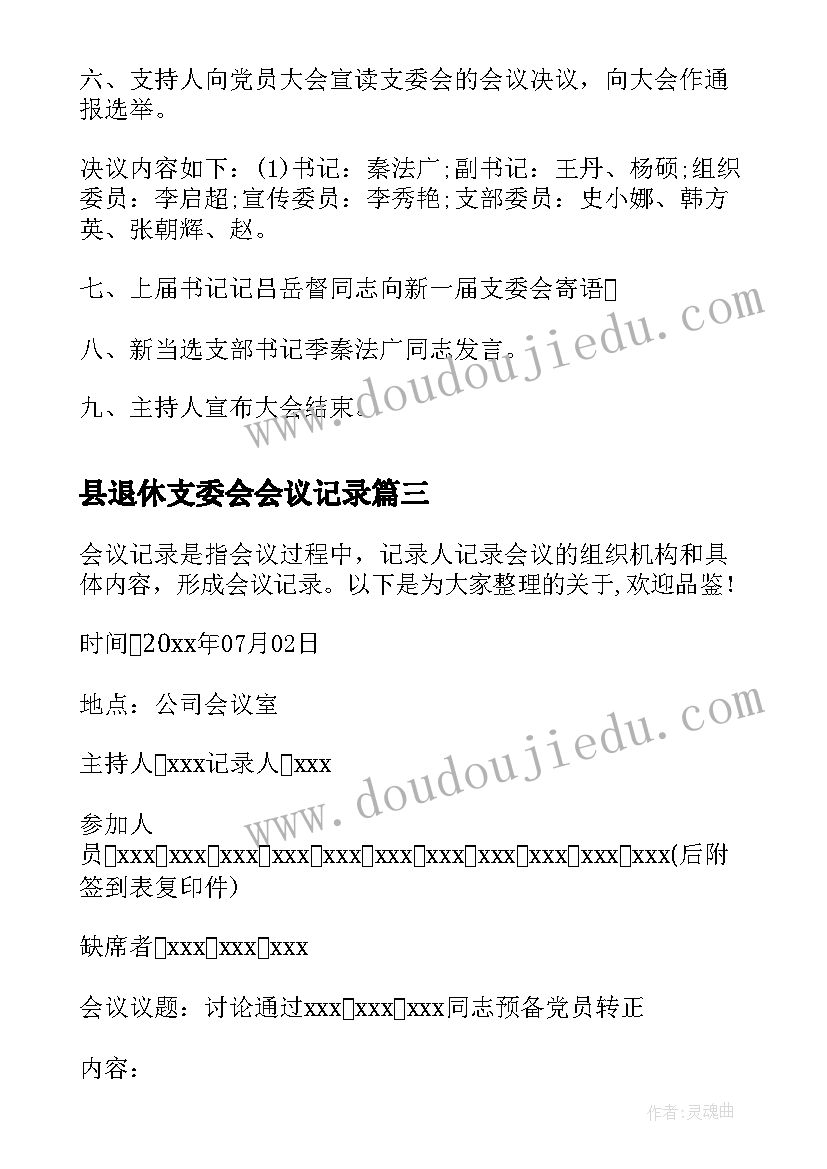 县退休支委会会议记录 党员支委会会议记录(优秀8篇)