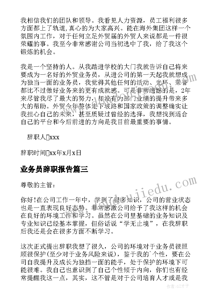 最新业务员辞职报告(模板5篇)