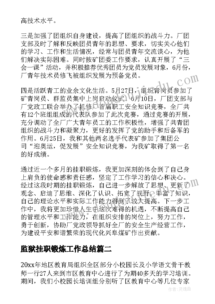 最新监狱挂职锻炼工作总结(优秀9篇)