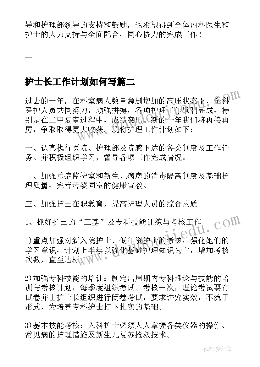 2023年护士长工作计划如何写(通用6篇)