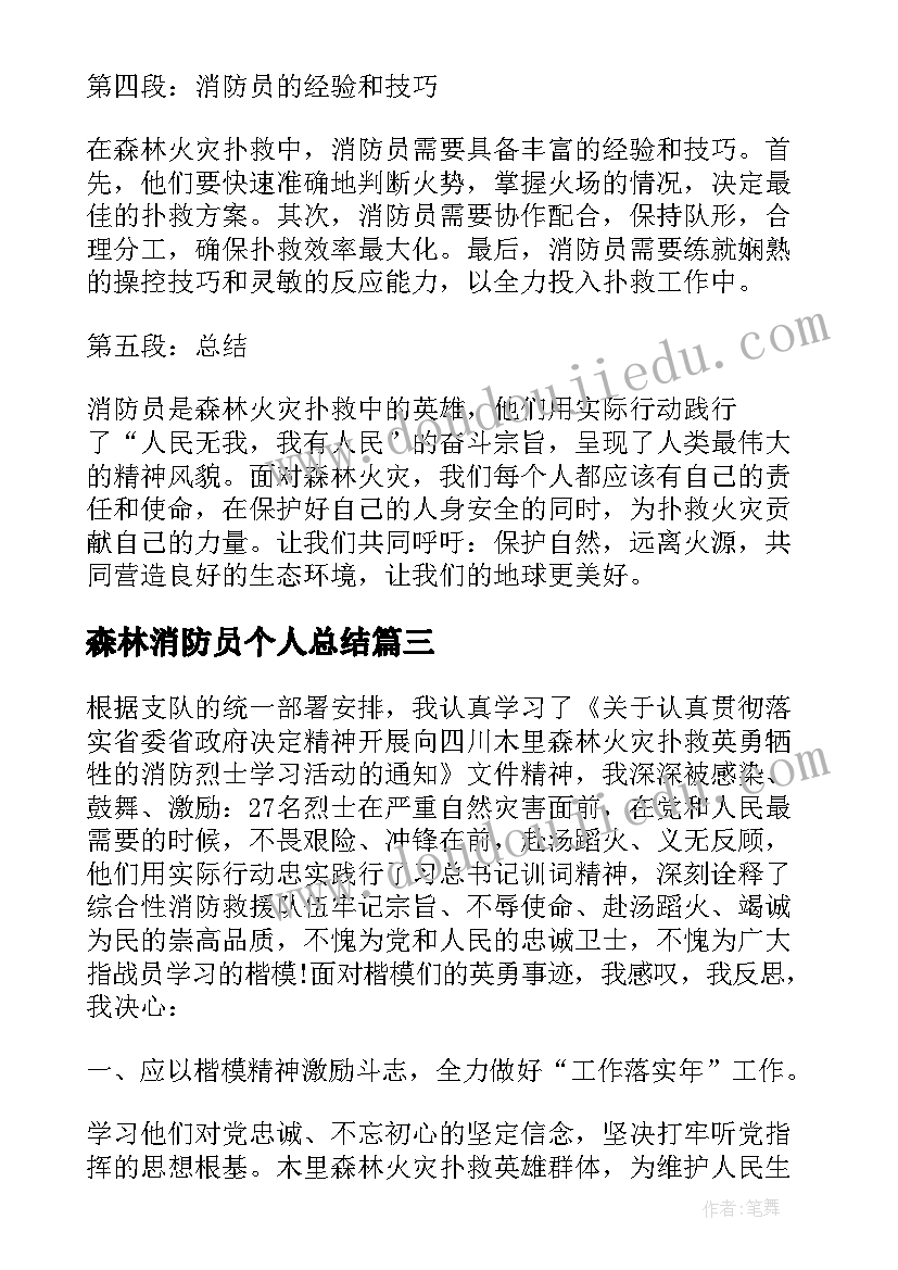 2023年森林消防员个人总结(优秀5篇)