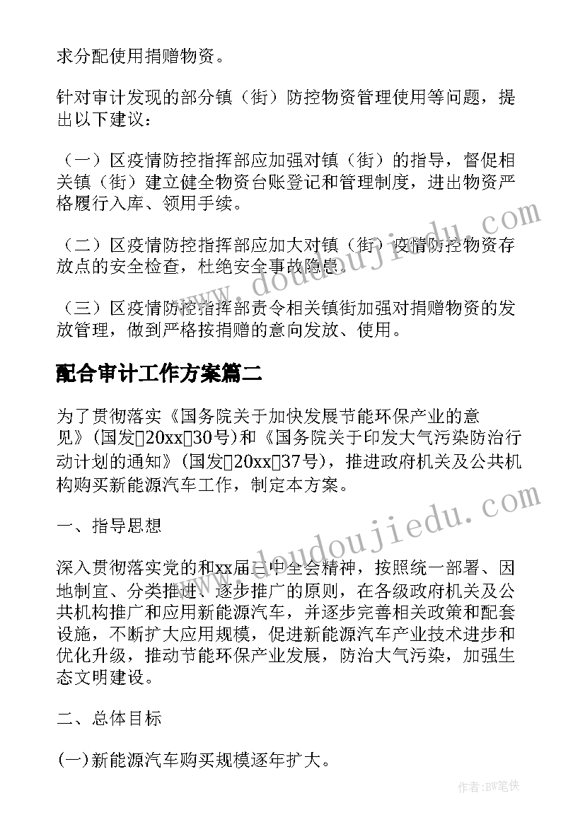 2023年配合审计工作方案 审计工作方案(实用5篇)