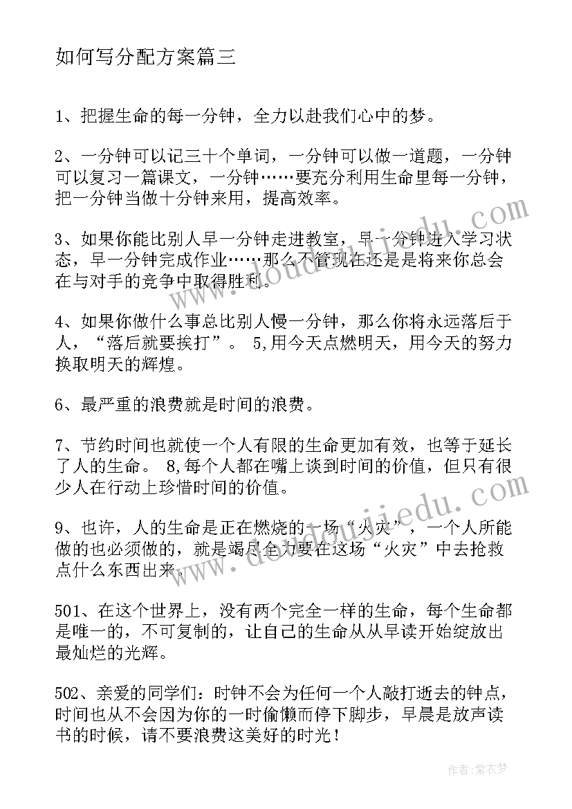 2023年如何写分配方案(精选7篇)