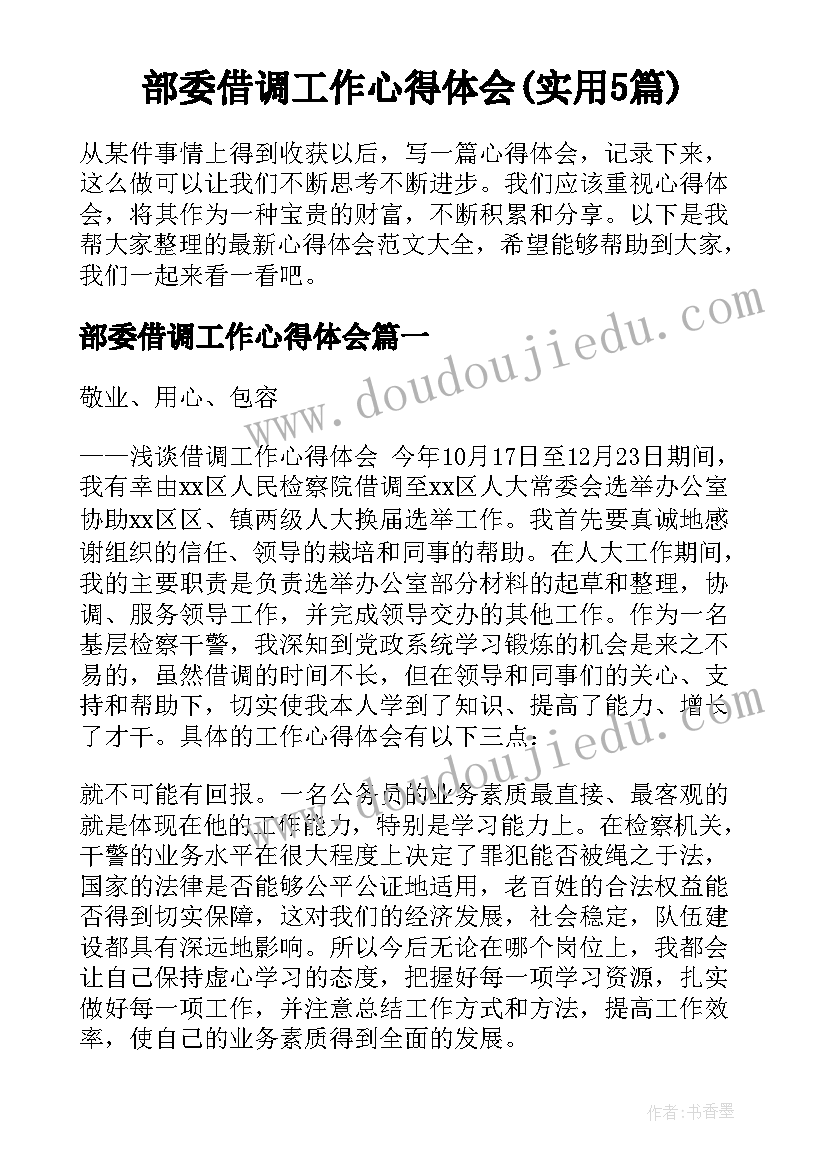 部委借调工作心得体会(实用5篇)