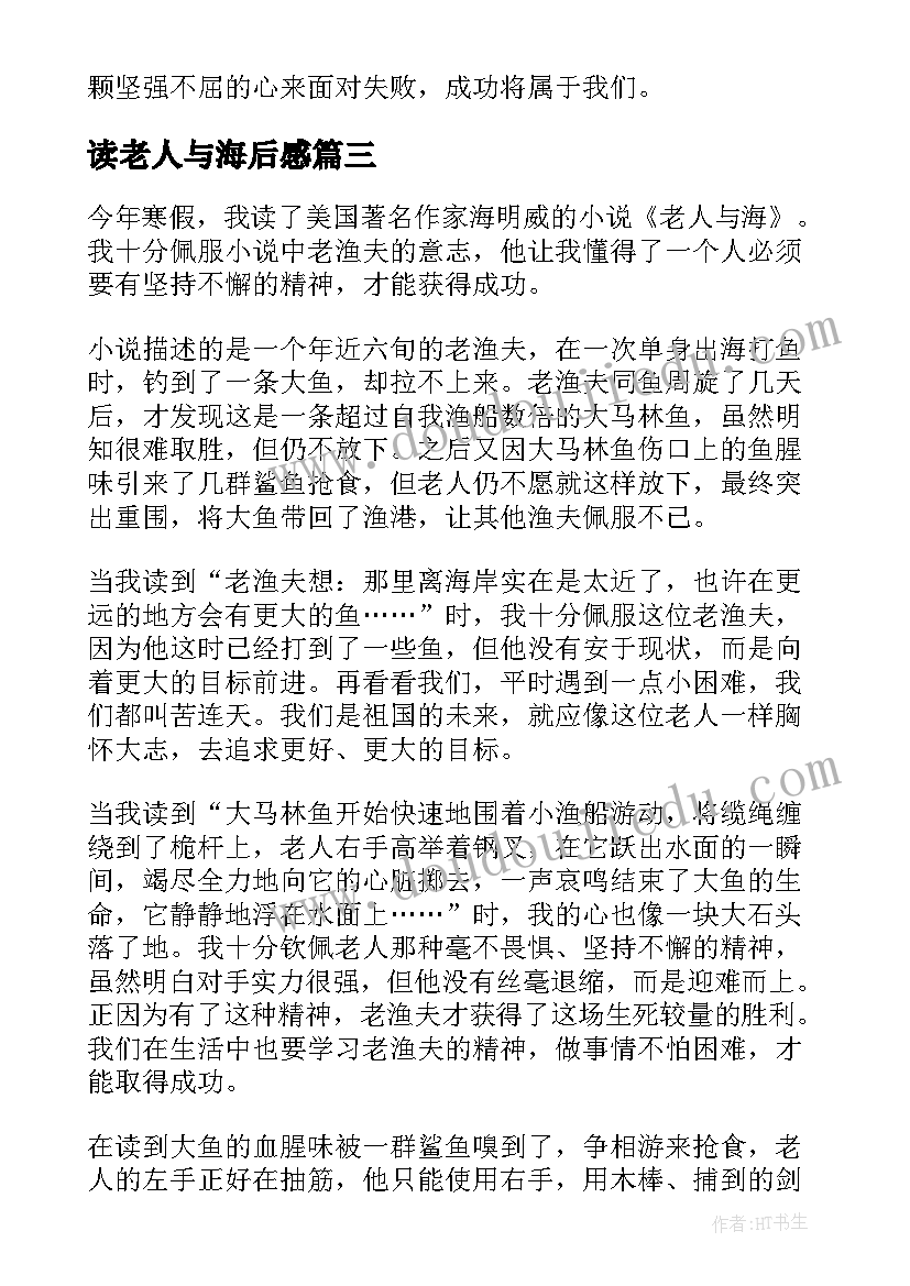 读老人与海后感 老人与海阅读心得体会(优质7篇)