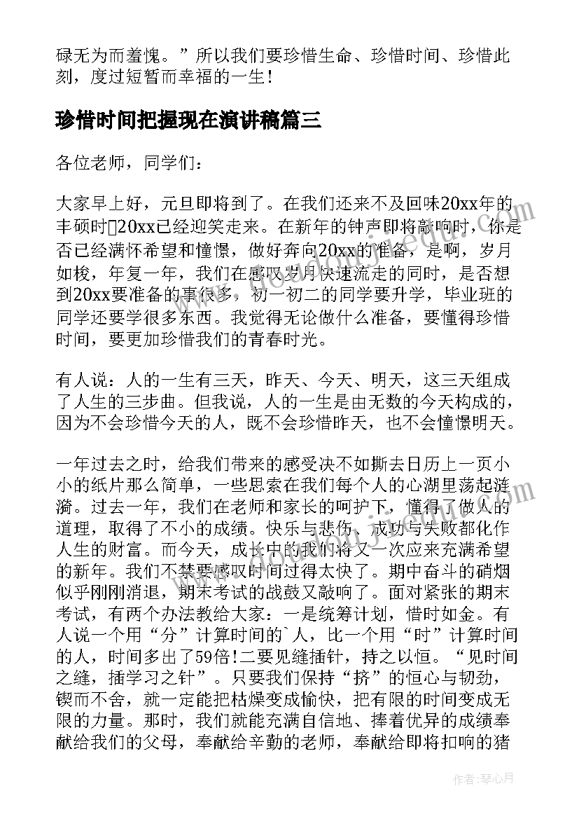 2023年珍惜时间把握现在演讲稿(模板5篇)