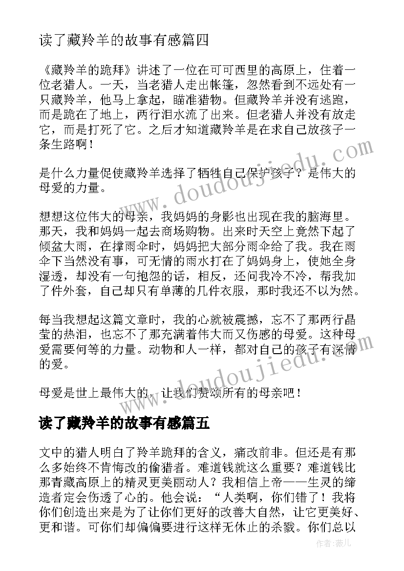 2023年读了藏羚羊的故事有感(汇总8篇)