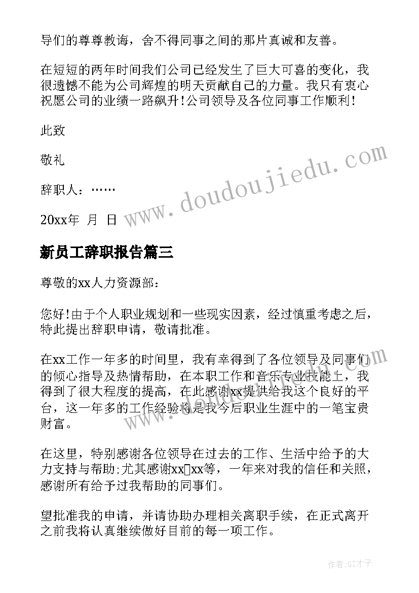 新员工辞职报告(优秀5篇)