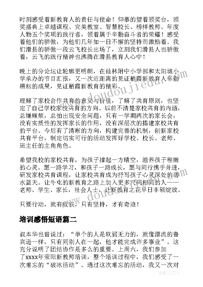 2023年培训感悟短语(精选9篇)