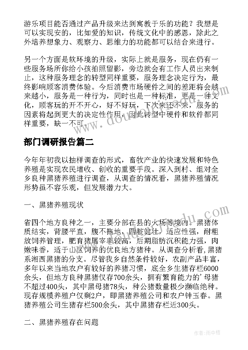 2023年部门调研报告 调研座谈会发言稿(优秀7篇)