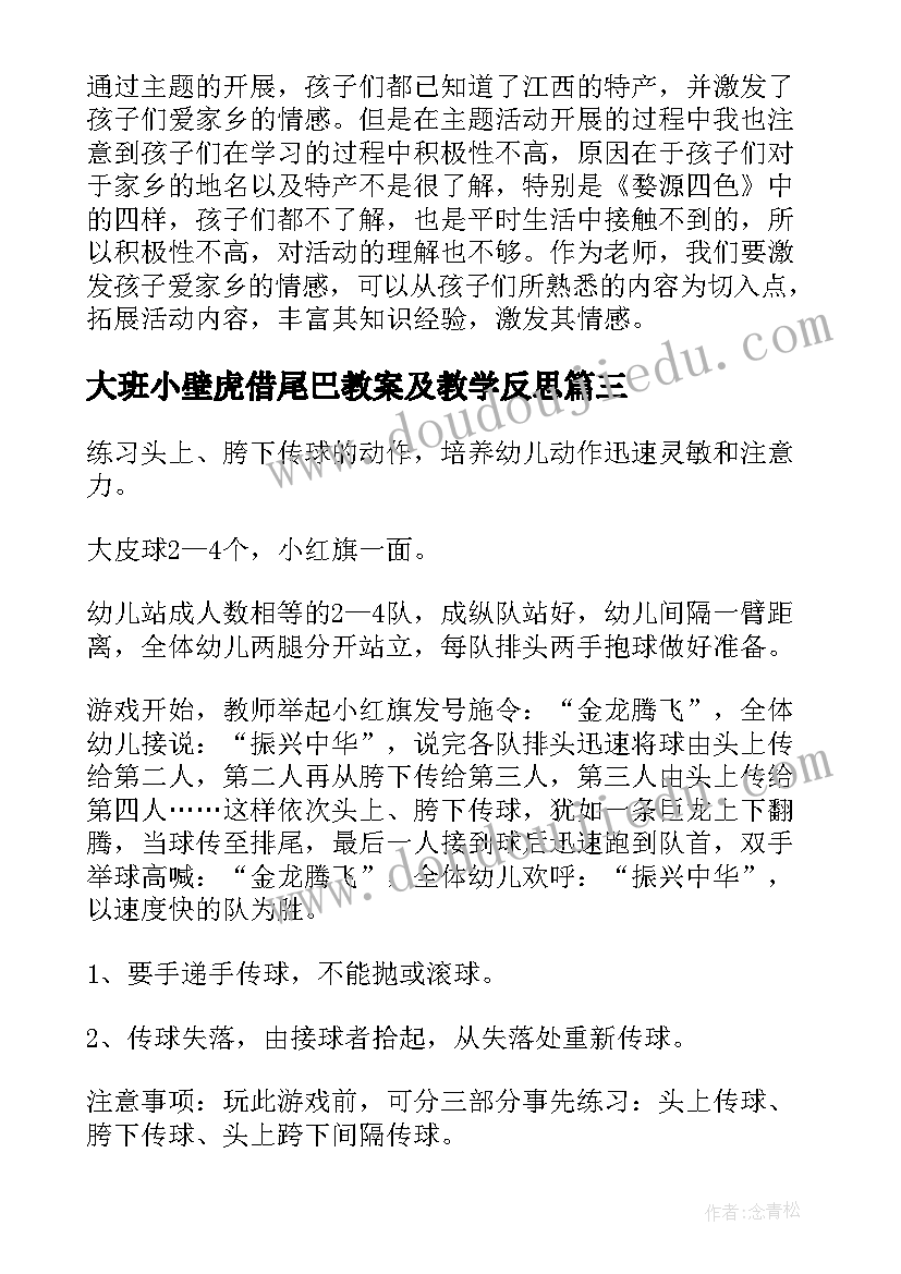 最新大班小壁虎借尾巴教案及教学反思 大班科学教案及教学反思(精选6篇)