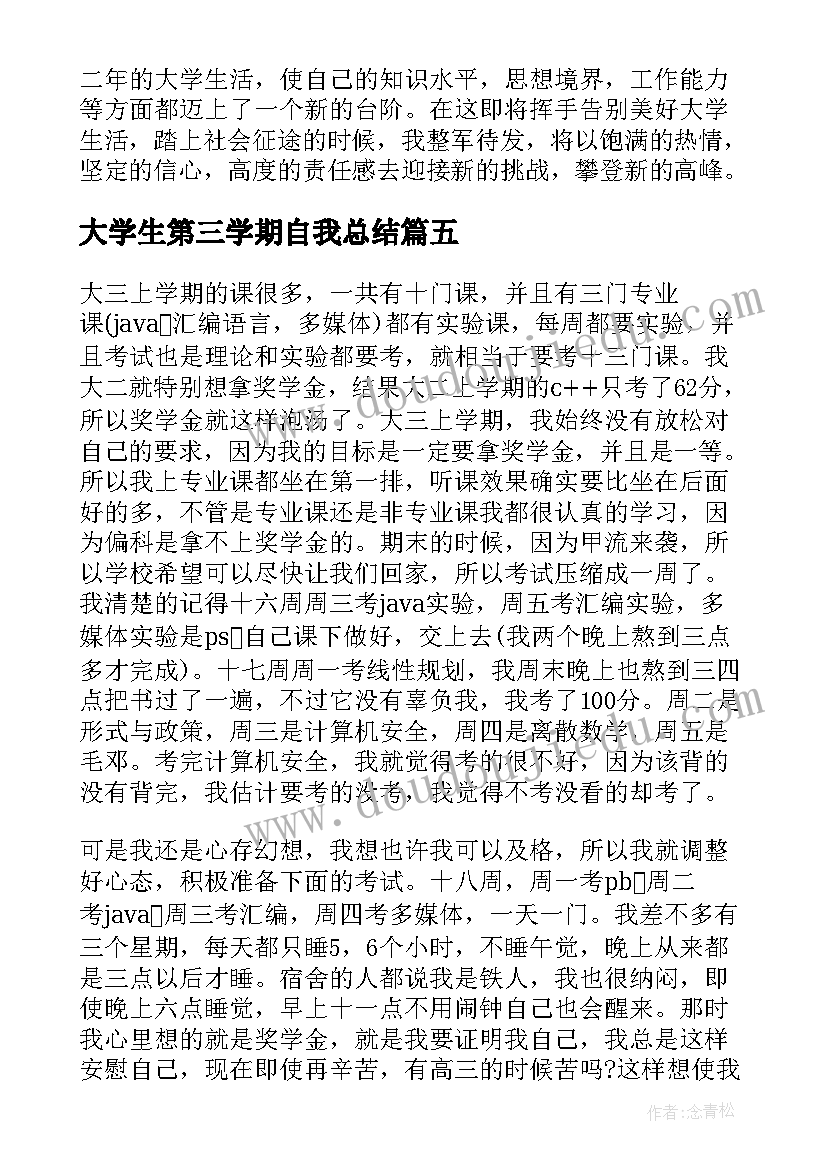 大学生第三学期自我总结 大学生学期自我总结(优质10篇)