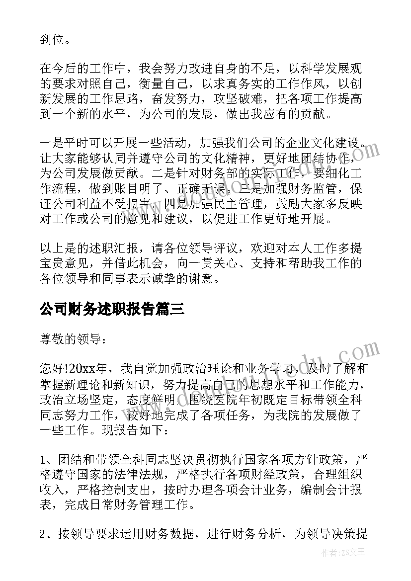 公司财务述职报告(实用10篇)