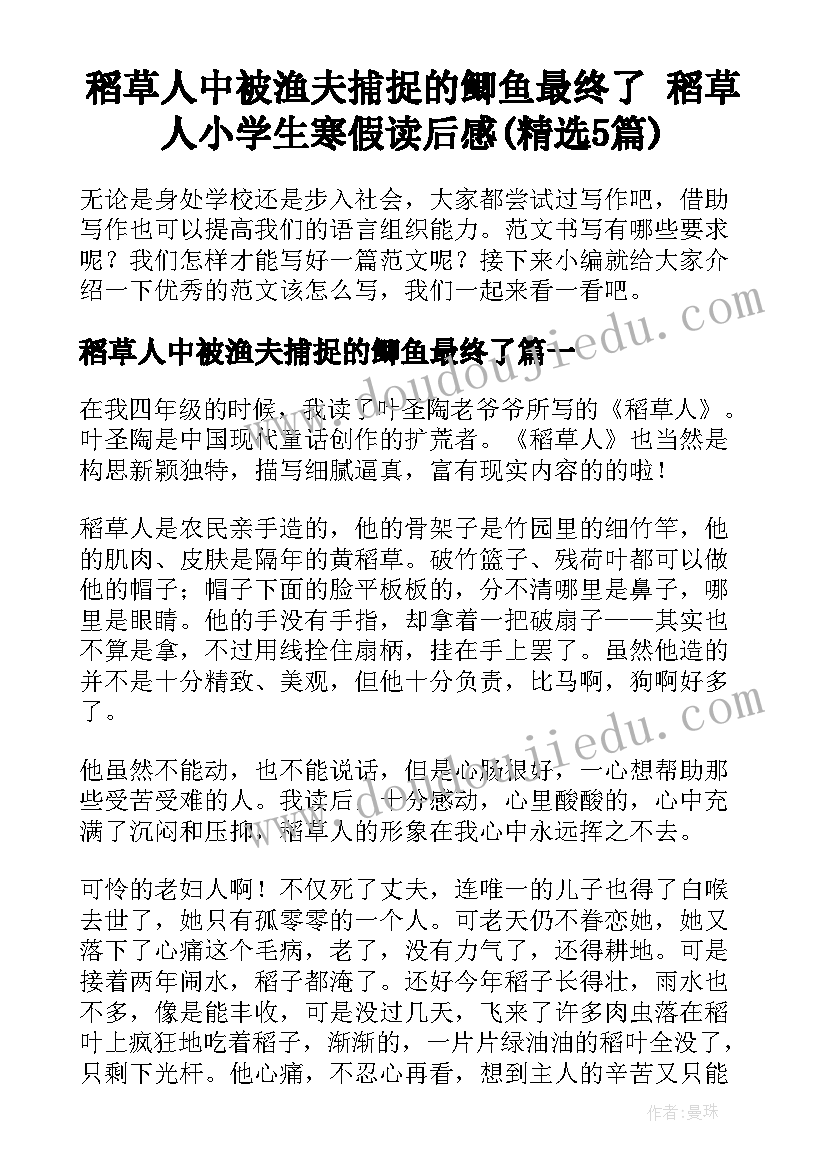 稻草人中被渔夫捕捉的鲫鱼最终了 稻草人小学生寒假读后感(精选5篇)