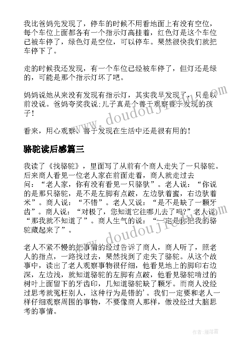 2023年骆驼读后感 找骆驼读后感(优秀10篇)