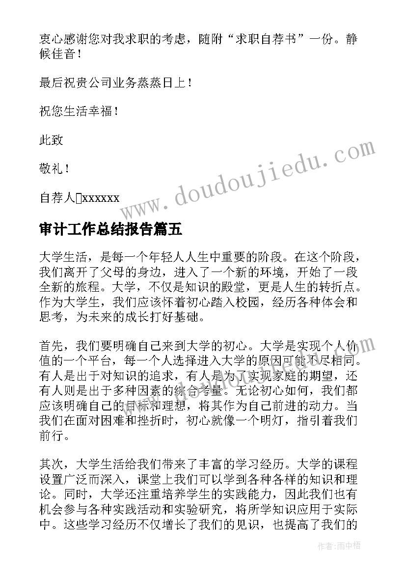 最新审计工作总结报告(通用5篇)