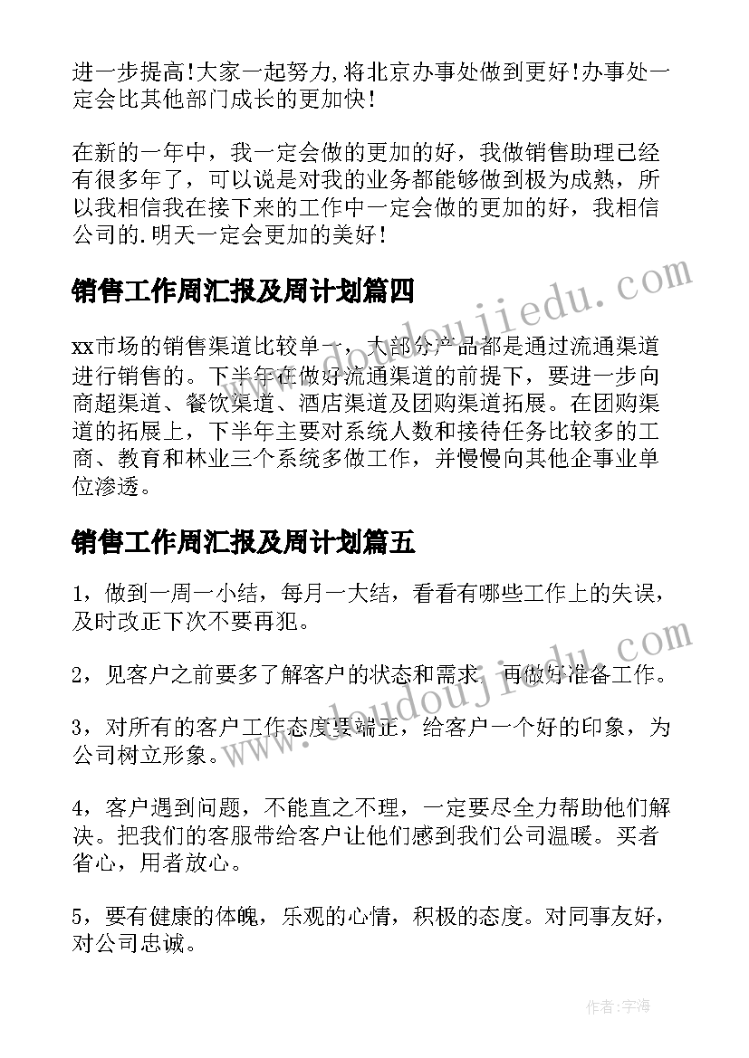 最新销售工作周汇报及周计划 手机销售个人工作计划集锦(优质8篇)