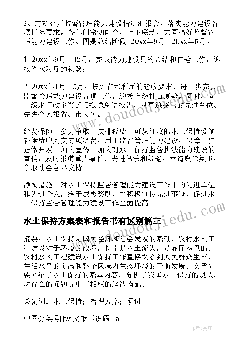 水土保持方案表和报告书有区别(汇总5篇)