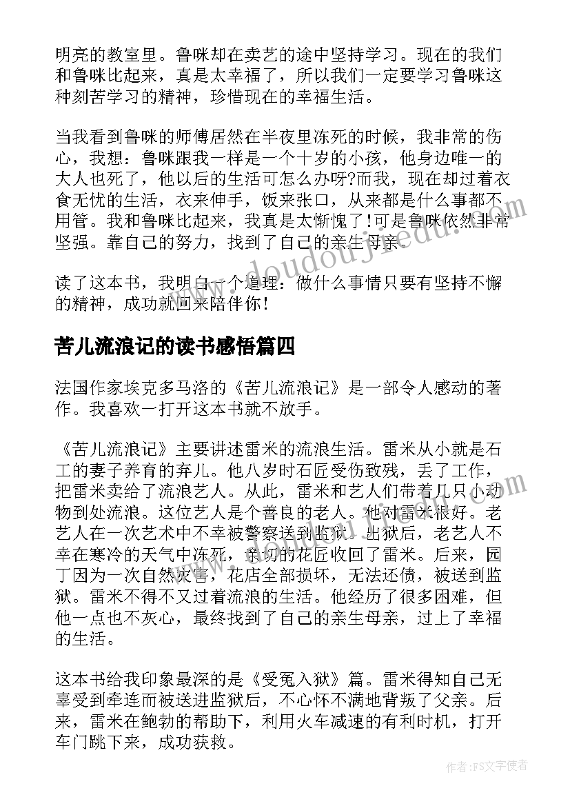 2023年苦儿流浪记的读书感悟(优质6篇)