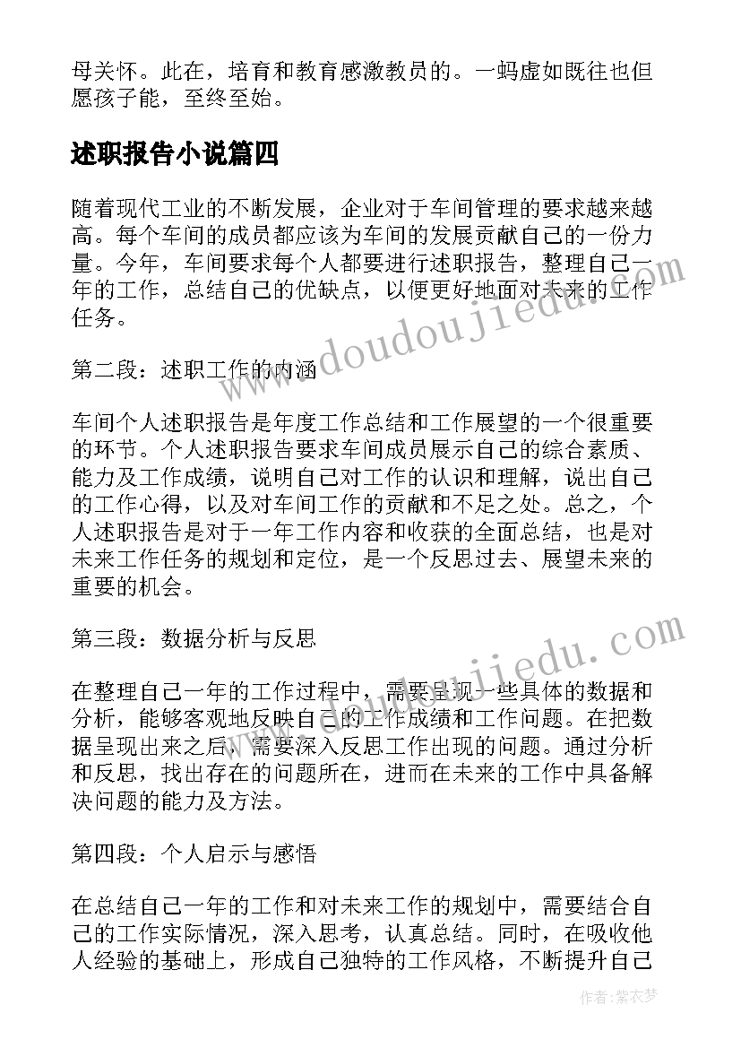 述职报告小说(优秀7篇)