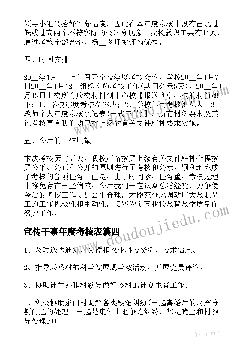 2023年宣传干事年度考核表 社区干部年度考核个人总结(精选5篇)