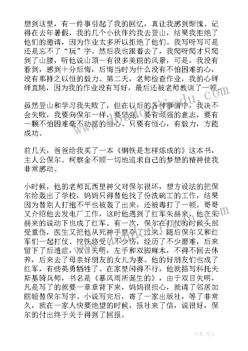 最新钢铁是怎样炼成的读后感初二七百字(优质5篇)