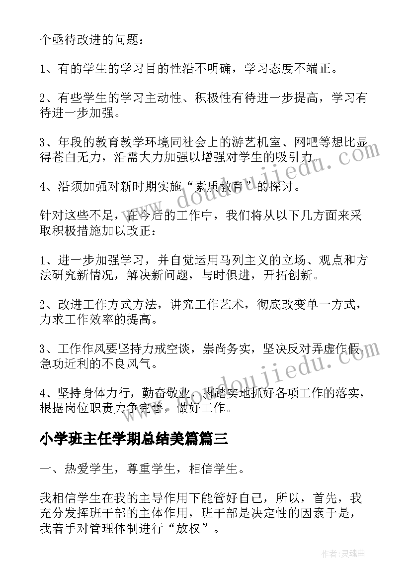 小学班主任学期总结美篇(实用5篇)