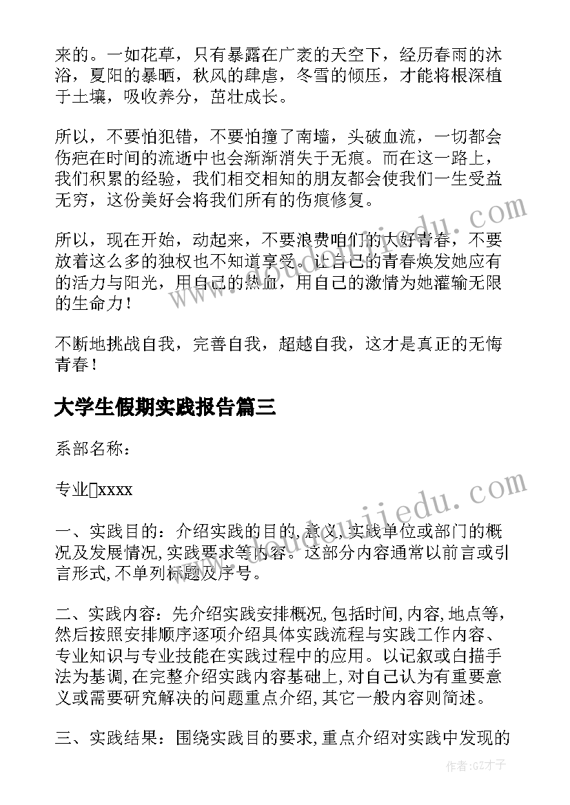 大学生假期实践报告(汇总8篇)