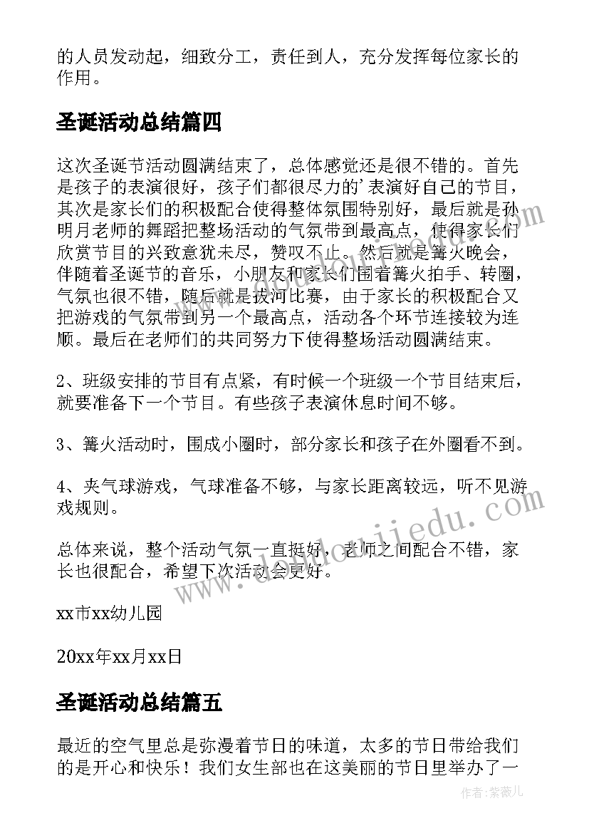 圣诞活动总结(模板10篇)