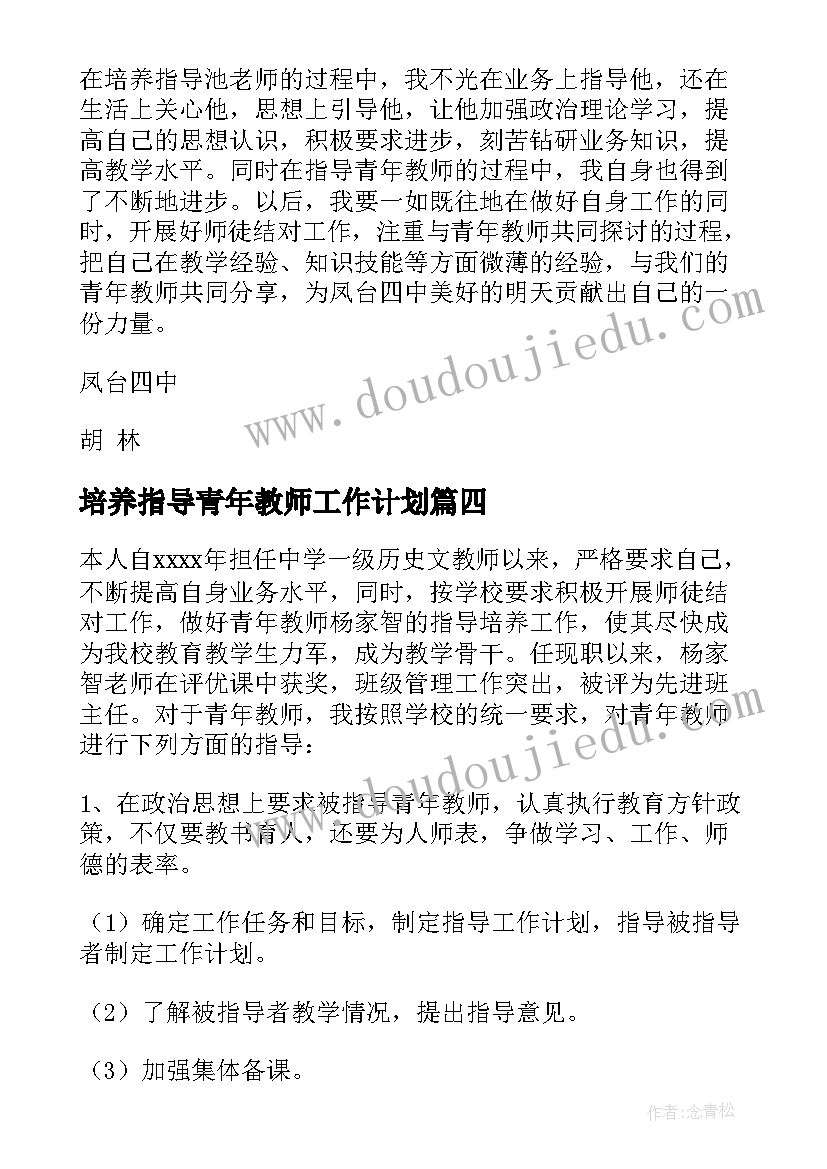 2023年培养指导青年教师工作计划 指导培养青年教师总结(模板8篇)