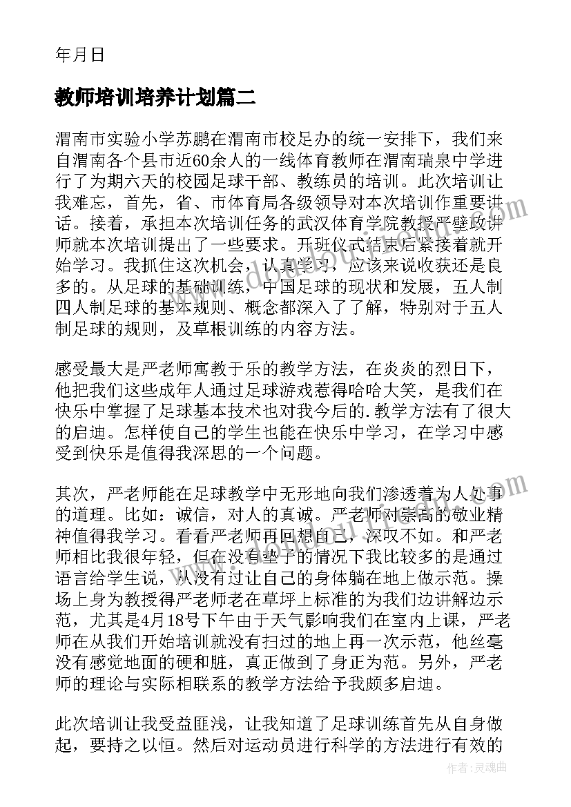 最新教师培训培养计划 兼职美术教师培训计划书(精选5篇)