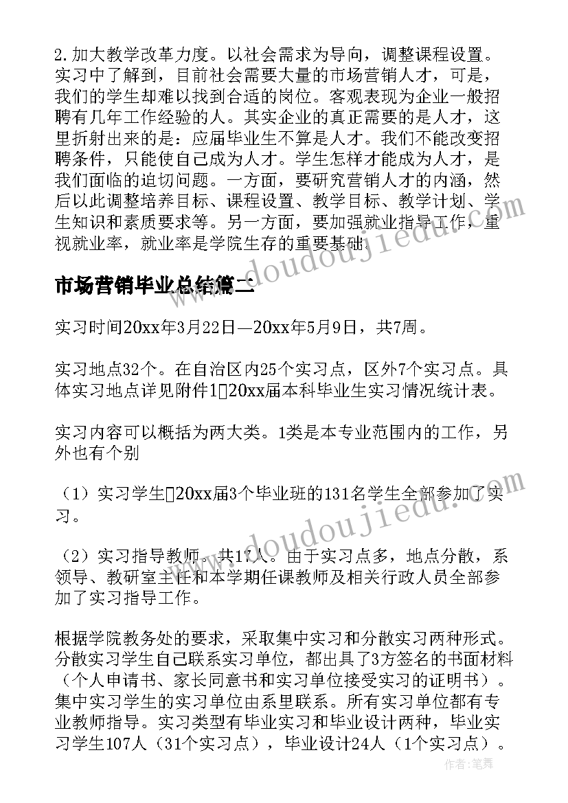 最新市场营销毕业总结(大全5篇)