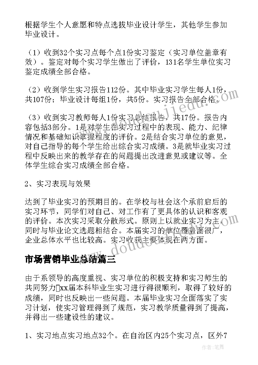 最新市场营销毕业总结(大全5篇)