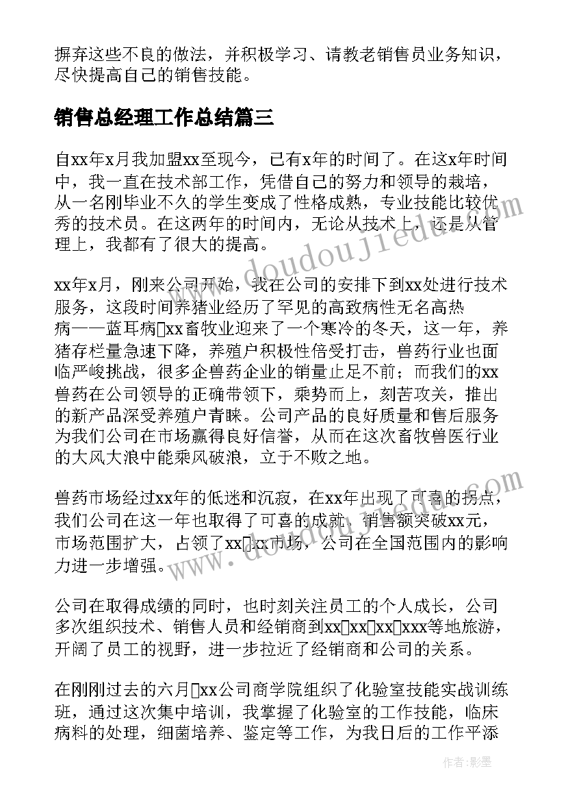 销售总经理工作总结(大全5篇)