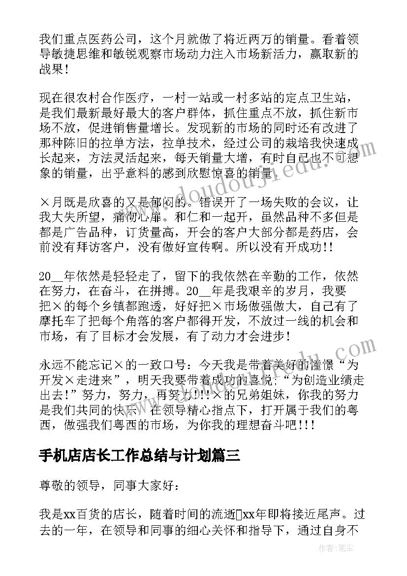 2023年手机店店长工作总结与计划 药店店长年终总结及工作计划(精选5篇)