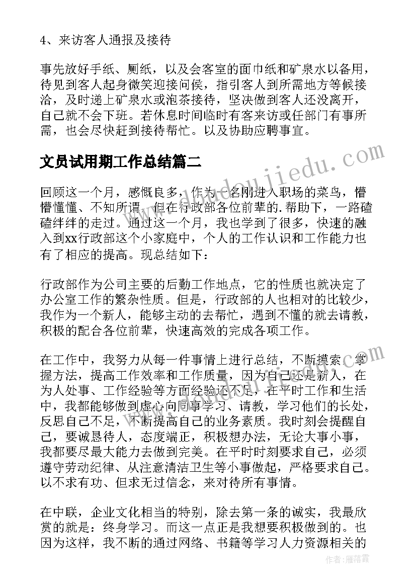 2023年文员试用期工作总结(通用5篇)